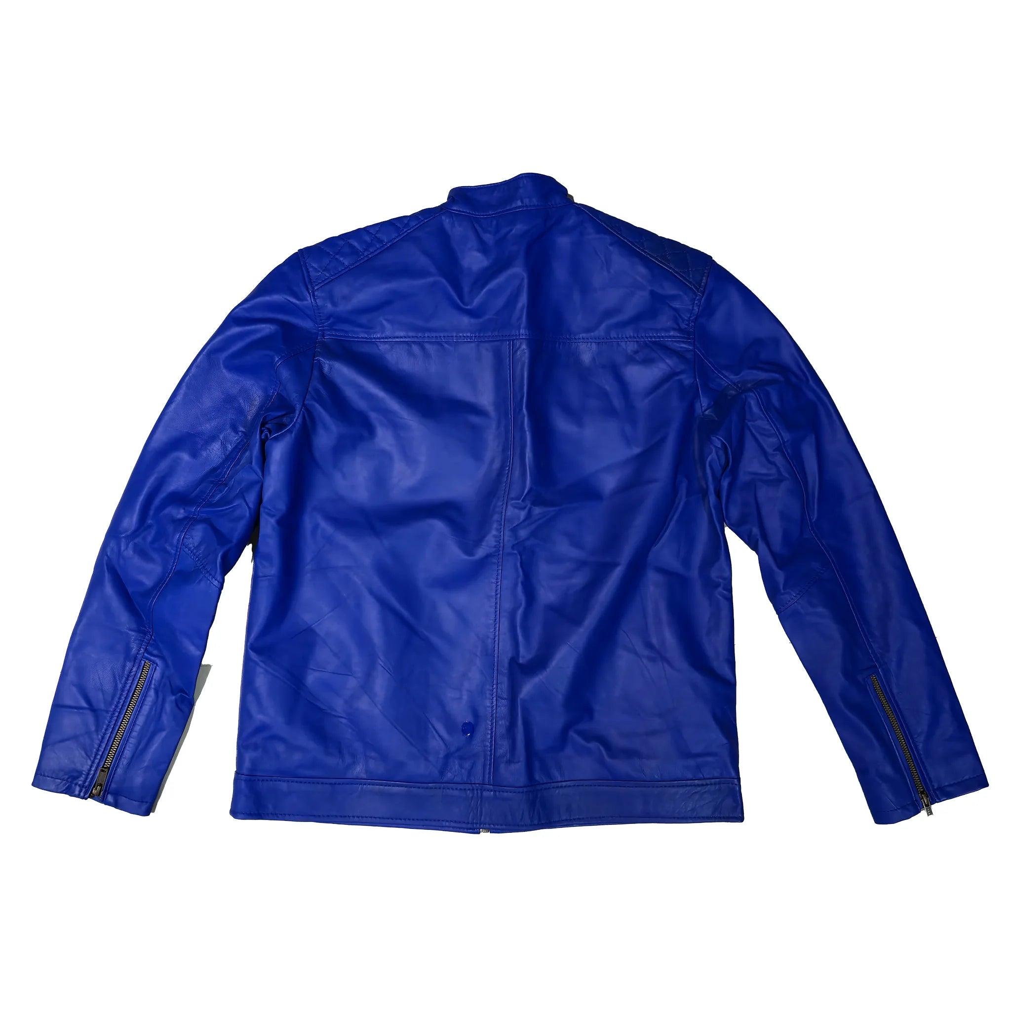 The Royal Quilted Rider Jacket | Men's Blue Genuine Leather Jacket