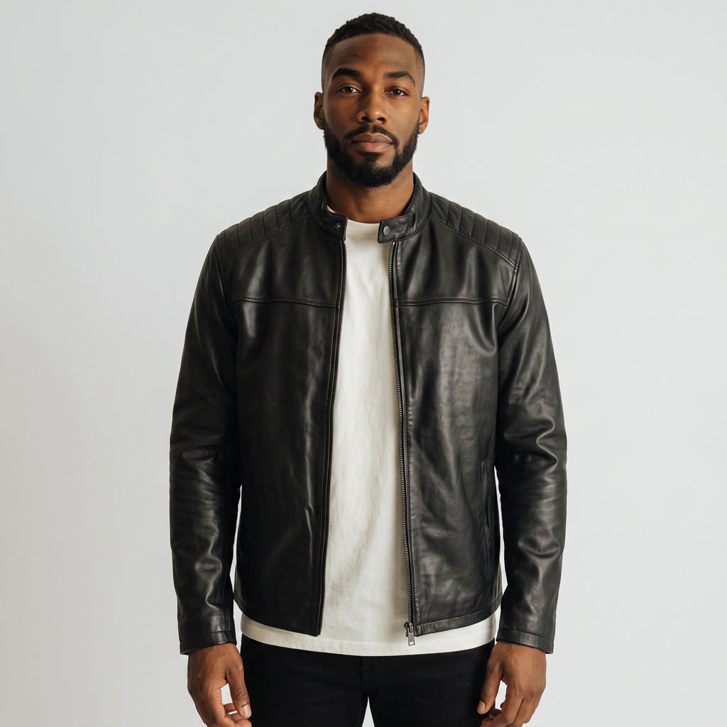 The Urban Rider Jacket | Men's Black Cafe Racer Leather Jacket