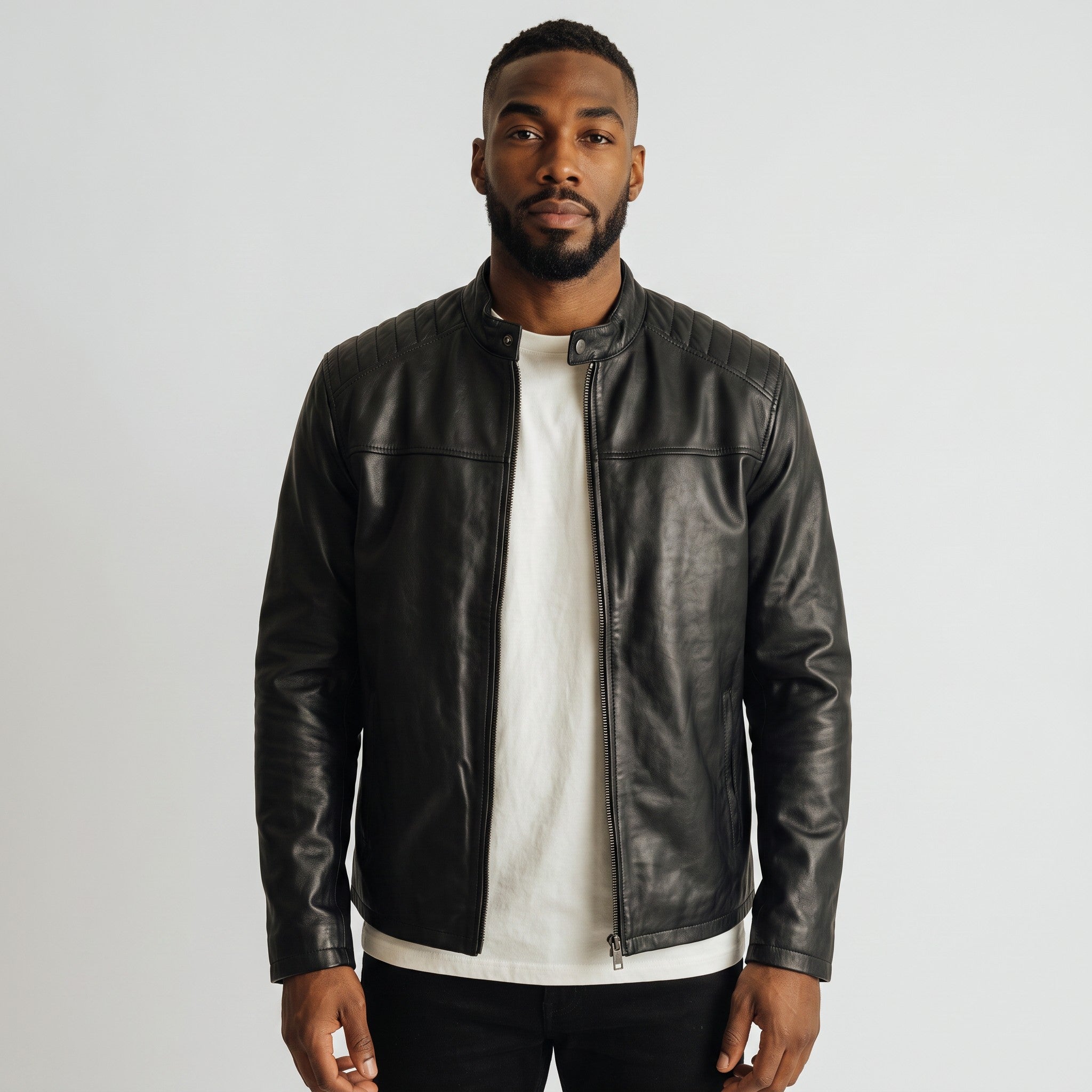 The Urban Rider Jacket | Men's Black Cafe Racer Leather Jacket