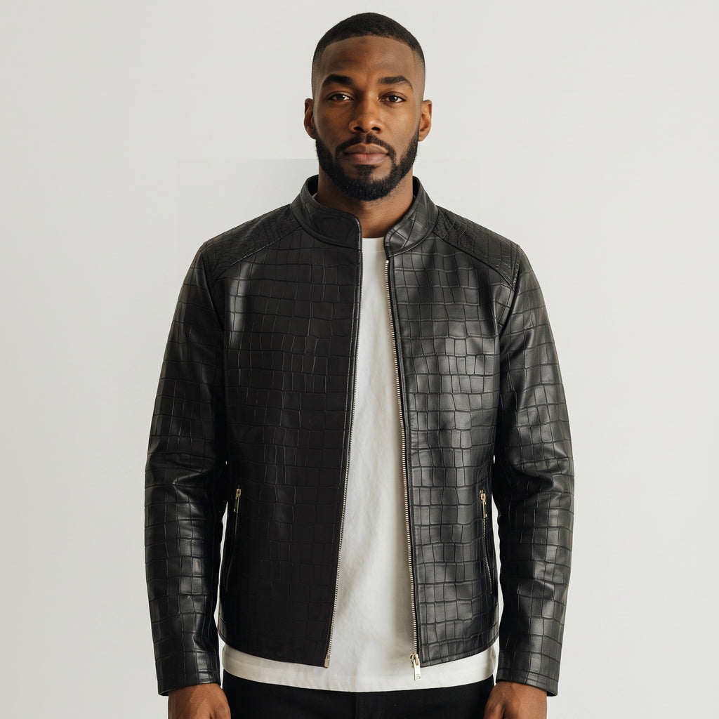 The Monarch Croc Jacket | Crocodile Embossed Genuine Leather Jacket