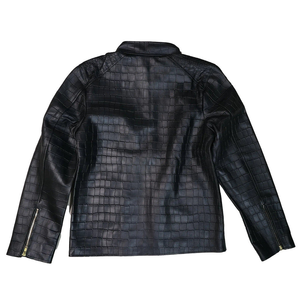 The Monarch Croc Jacket | Crocodile Embossed Genuine Leather Jacket