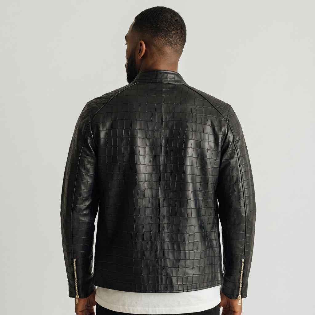 The Monarch Croc Jacket | Crocodile Embossed Genuine Leather Jacket